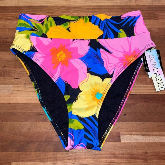 Sundazed Cora Floral-Print High-Waist Bikini Bottoms Medium - Picture 2 of 9